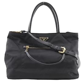 Prada-Prada Nylon Shoulder Handbag Tote Bag-Black