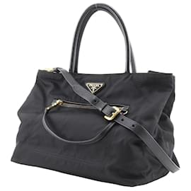 Prada-Prada Nylon Shoulder Handbag Tote Bag-Black