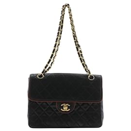 Chanel-Chanel Black Lambskin Chain Shoulder Bag-Black