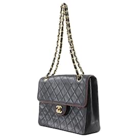 Chanel-Chanel Black Lambskin Chain Shoulder Bag-Black