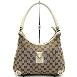 Gucci-Gucci Abbey GG Canvas Shoulder Bag-Brown,White,Beige
