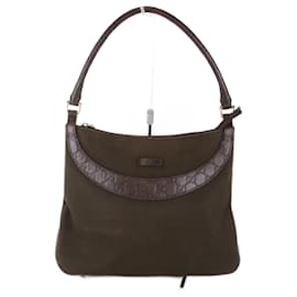 Gucci-Gucci Khaki Canvas Shoulder Bag-Khaki