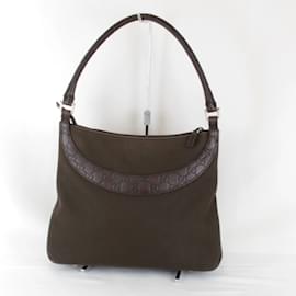 Gucci-Gucci Khaki Canvas Shoulder Bag-Khaki