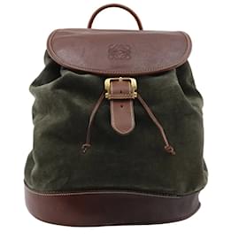 Loewe-Loewe Anagram Suede Backpack-Brown,Black,Green
