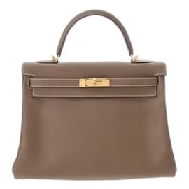 Hermès-Hermes Kelly 32 Handbag in Etoupe Gray-Taupe
