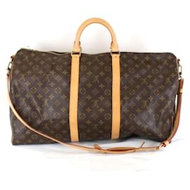 Louis Vuitton-Louis Vuitton Monogram Keepall 55 Bandouliere Boston Bag-Brown,Monogram