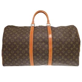 Louis Vuitton-Louis Vuitton Keepall 55 Monogram Boston Bag-Brown,Monogram