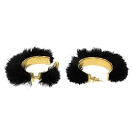 Hermès-Hermes Olympe/Faubourg Circus Black and Gold Hoop Earrings-Black,Golden