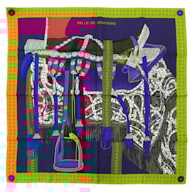 Hermès-Hermes Carre 90 SELLE DE DIGNITAIRE Silk Scarf-Brown,Multiple colors,Orange,Navy blue