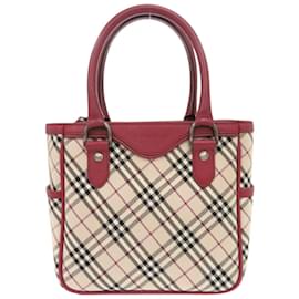 Burberry-Burberry Nova Check Leather Canvas Handbag-Red,Beige