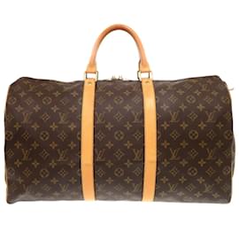 Louis Vuitton-Louis Vuitton Keepall 50 Monogram Boston Bag-Brown,Monogram