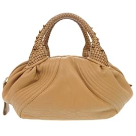 Fendi-Fendi Spy Bag Zucca Pattern Leather Handbag-Beige
