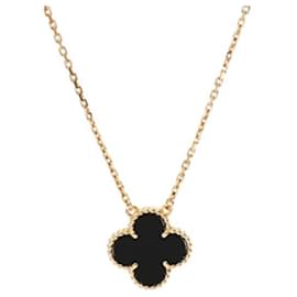 Van Cleef & Arpels-Van Cleef & Arpels Vintage Alhambra Onyx Necklace-Yellow