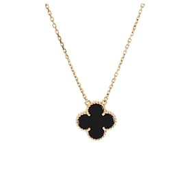 Van Cleef & Arpels-Van Cleef & Arpels Vintage Alhambra Onyx Necklace-Yellow