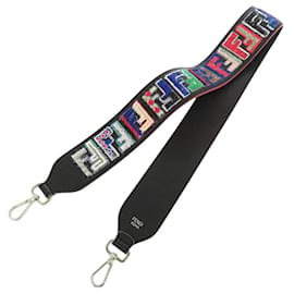 Fendi-Fendi FF Leather Sequin Shoulder Strap-Black,Pink