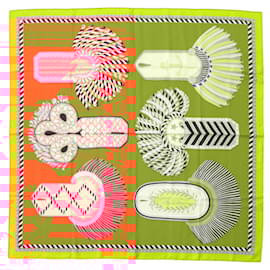Hermès-Hermes Carre 90 Double Face Ceremony Silk Scarf-Multiple colors,Orange,Yellow