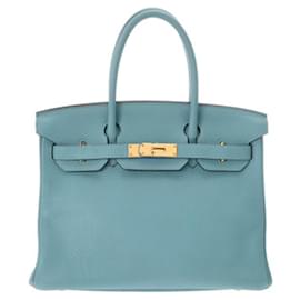 Hermès-Hermes Birkin 30 Handbag in Blue Atoll-Blue