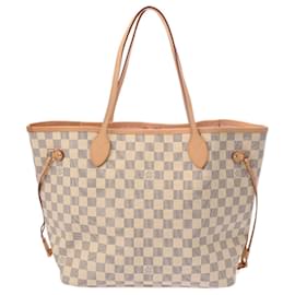 Louis Vuitton-Louis Vuitton Damier Azur Neverfull MM Tote Bag-Pink