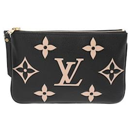 Louis Vuitton-Louis Vuitton Monogram Empreinte Pochette Double Zip Shoulder Bag-Black,Beige