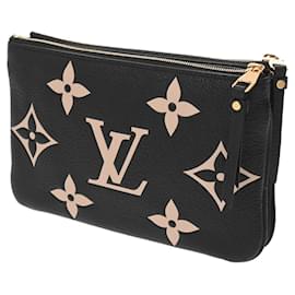 Louis Vuitton-Louis Vuitton Monogram Empreinte Pochette Double Zip Shoulder Bag-Black,Beige