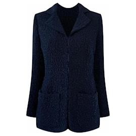Chanel-Airport Collection CC Buttons Navy Tweed Jacket-Navy blue