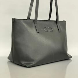 Salvatore Ferragamo-Salvatore Ferragamo Black Leather Tote Bag-Black