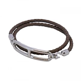 Hermès-Hermes Luli Double Tour Charm Bracelet-Brown,Silvery