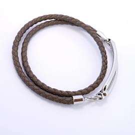 Hermès-Hermes Luli Double Tour Charm Bracelet-Brown,Silvery