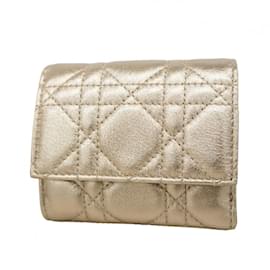 Christian Dior-Christian Dior Tri-fold Wallet in Metallic Beige-Other