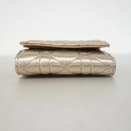 Christian Dior-Christian Dior Tri-fold Wallet in Metallic Beige-Other