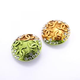 Chanel-Chanel Gold Plated Rhinestone Clip Earrings-Other