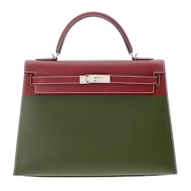 Hermès-Hermes Kelly 32 Handbag in Rouge H-Red