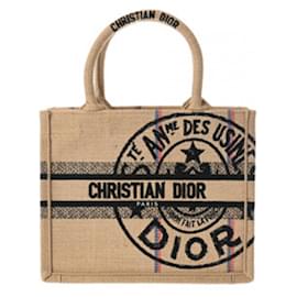 Christian Dior-Christian Dior Book Tote Small Oblique Handbag-Black,Beige