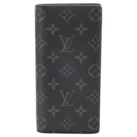 Louis Vuitton-Louis Vuitton Monogram Eclipse Portefeuille Brazza Long Wallet-Brown,Black