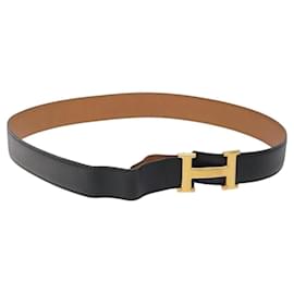 Hermès-HERMES Constance Belt Leather 32.3"" Black Auth 119544-Black