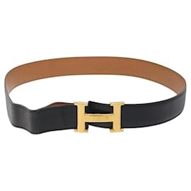 Hermès-HERMES Constance Belt Leather 32.3"" Black Auth 119544-Black