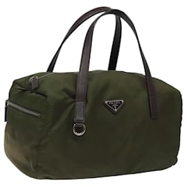 Prada-PRADA Tote Bag Nylon Khaki Silver Auth ti2988-Silvery,Khaki