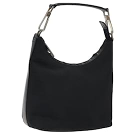 Gucci-GUCCI Hand Bag Nylon Black Silver 000 0601 Auth 119331-Black,Silvery