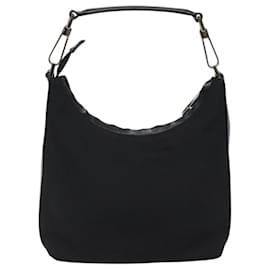 Gucci-GUCCI Hand Bag Nylon Black Silver 000 0601 Auth 119331-Black,Silvery