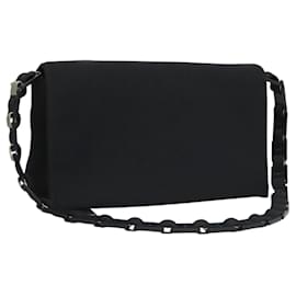 Salvatore Ferragamo-Salvatore Ferragamo Chain Shoulder Bag Nylon Black Silver Auth th5895-Black,Silvery
