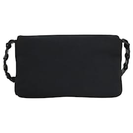 Salvatore Ferragamo-Salvatore Ferragamo Chain Shoulder Bag Nylon Black Silver Auth th5895-Black,Silvery