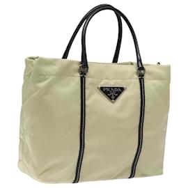 Prada-PRADA Hand Bag Nylon White Silver Auth bs24488-Silvery,White