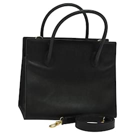 Céline-CELINE Hand Bag Leather 2way Black Gold Auth bs24788-Black,Golden