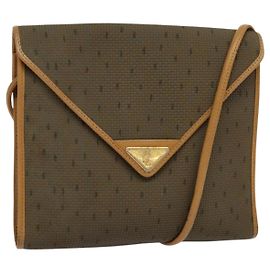 Bolsa de ombro SAINT LAURENT em PVC couro marrom ouro Auth 119580 Marrom Dourado
