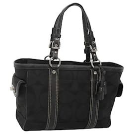 Coach-Sac à main Coach Signature en toile noir argent authentique bs24653-Noir,Argenté