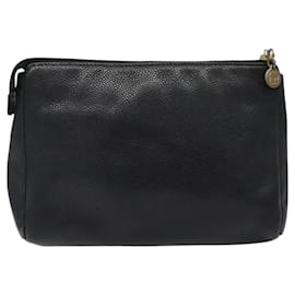 Chanel-CHANEL COCO Mark Pouch Caviar Skin Black CC Auth am8059-Black