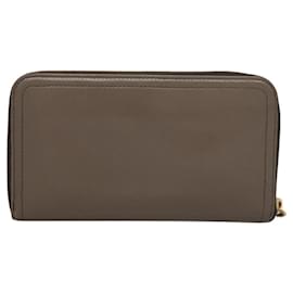 Prada-PRADA Long Wallet Cuir Gris Or Auth am8080-Marron,Doré