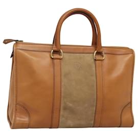 Christian Dior-Sac à main Christian Dior en cuir suédé marron doré Auth am8098-Marron,Doré