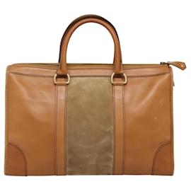 Christian Dior-Sac à main Christian Dior en cuir suédé marron doré Auth am8098-Marron,Doré