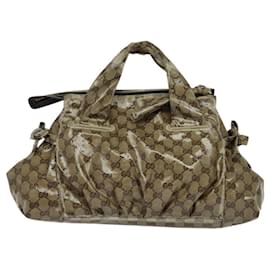 Gucci-Sac à main GG Crystal Gucci en toile enduite marron et or 197020 Auth 119369-Marron,Doré